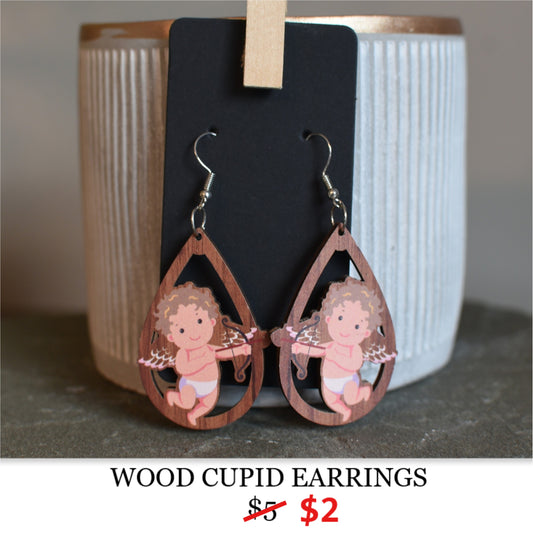 WOOD CUPID EARRINGS