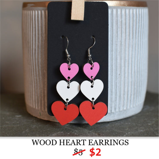 WOOD HEART EARRINGS