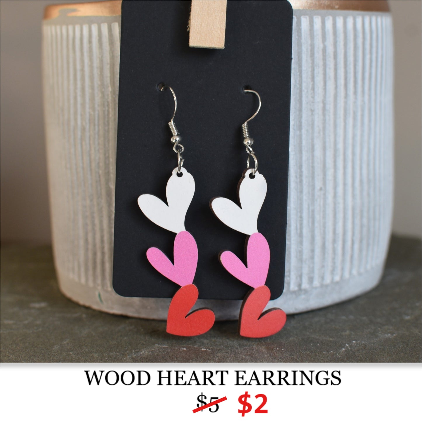 WOOD HEART EARRINGS