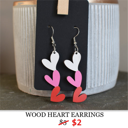 WOOD HEART EARRINGS
