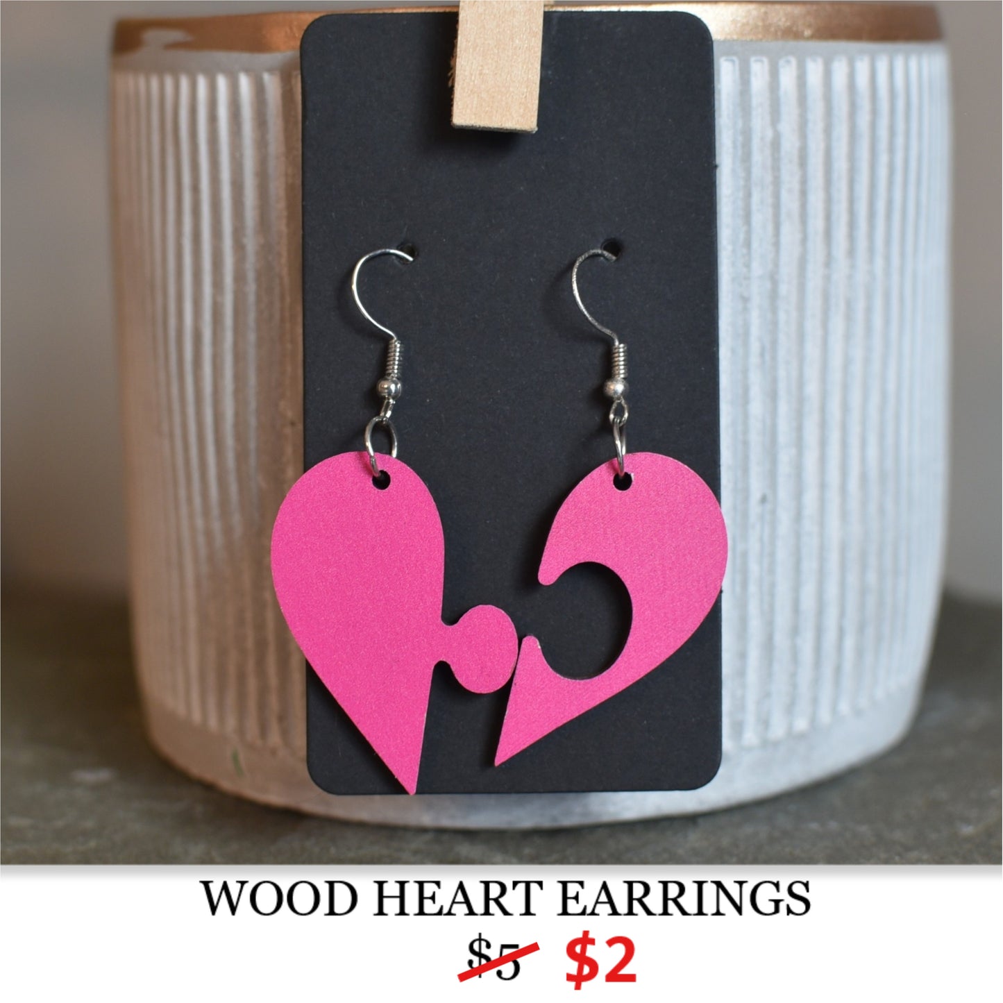 WOOD HEART EARRINGS