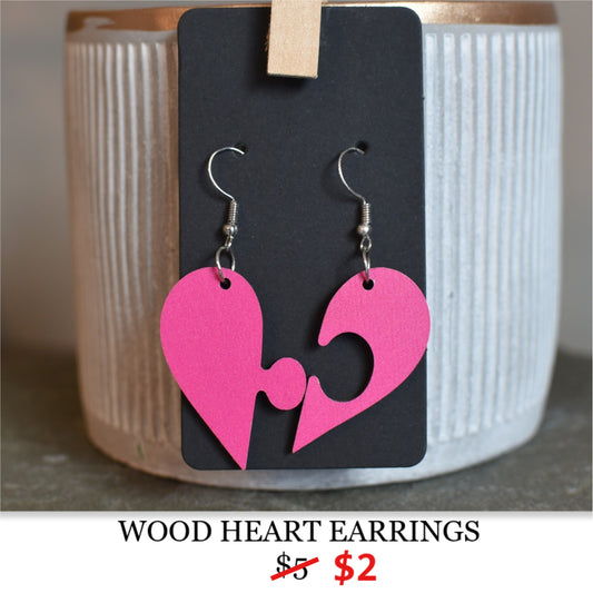 WOOD HEART EARRINGS