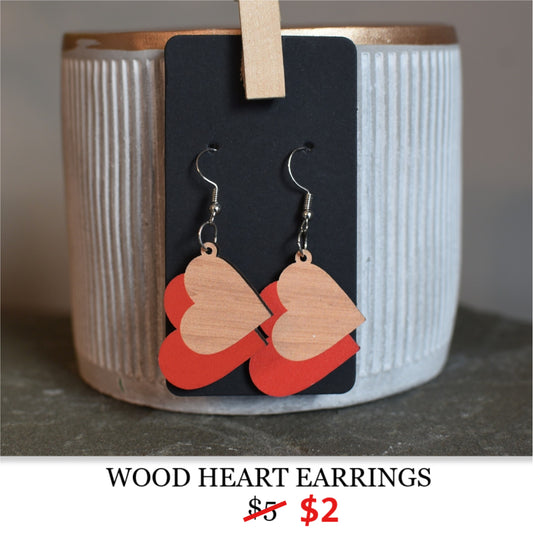 WOOD HEART EARRINGS