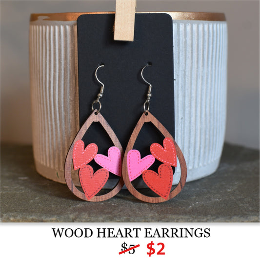WOOD HEART EARRINGS