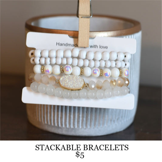 WHITE STACKABLE BRACELETS