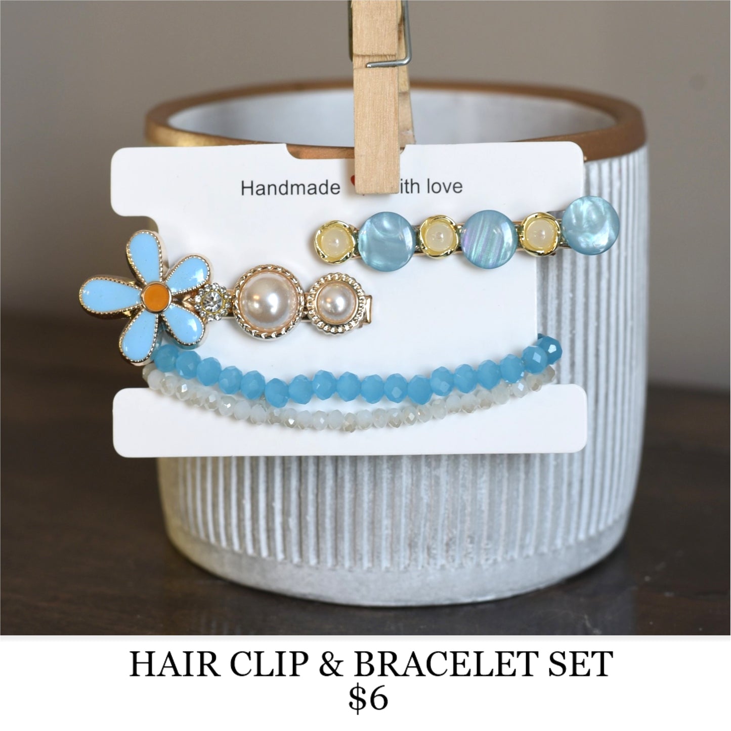 HAIR CLIP AND BRACELET SET