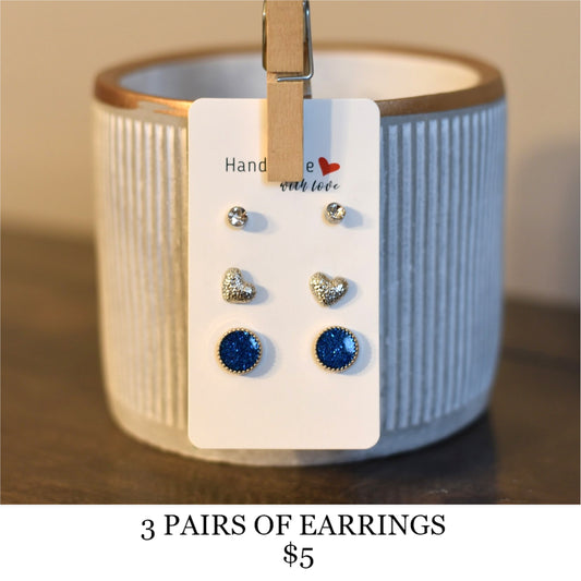 3 PAIRS OF EARRINGS