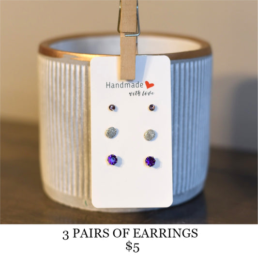3 PAIRS OF EARRINGS