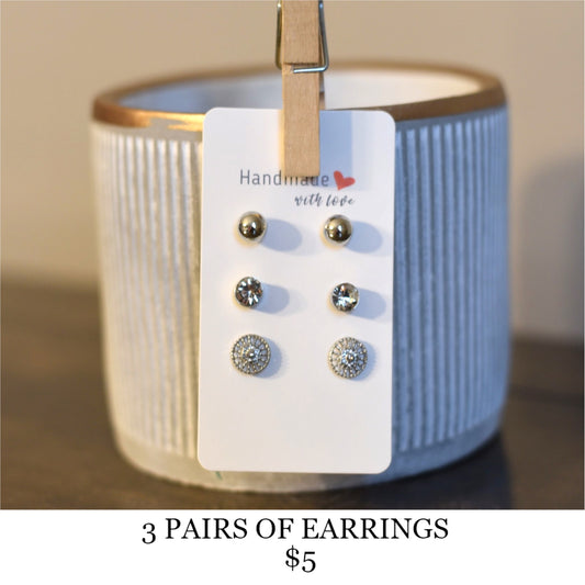 3 PAIRS OF EARRINGS