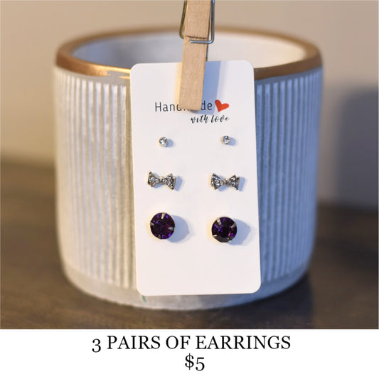 3 PAIRS OF EARRINGS