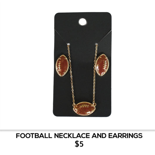 FOOTBALL NECKLACE AND EARRING SET