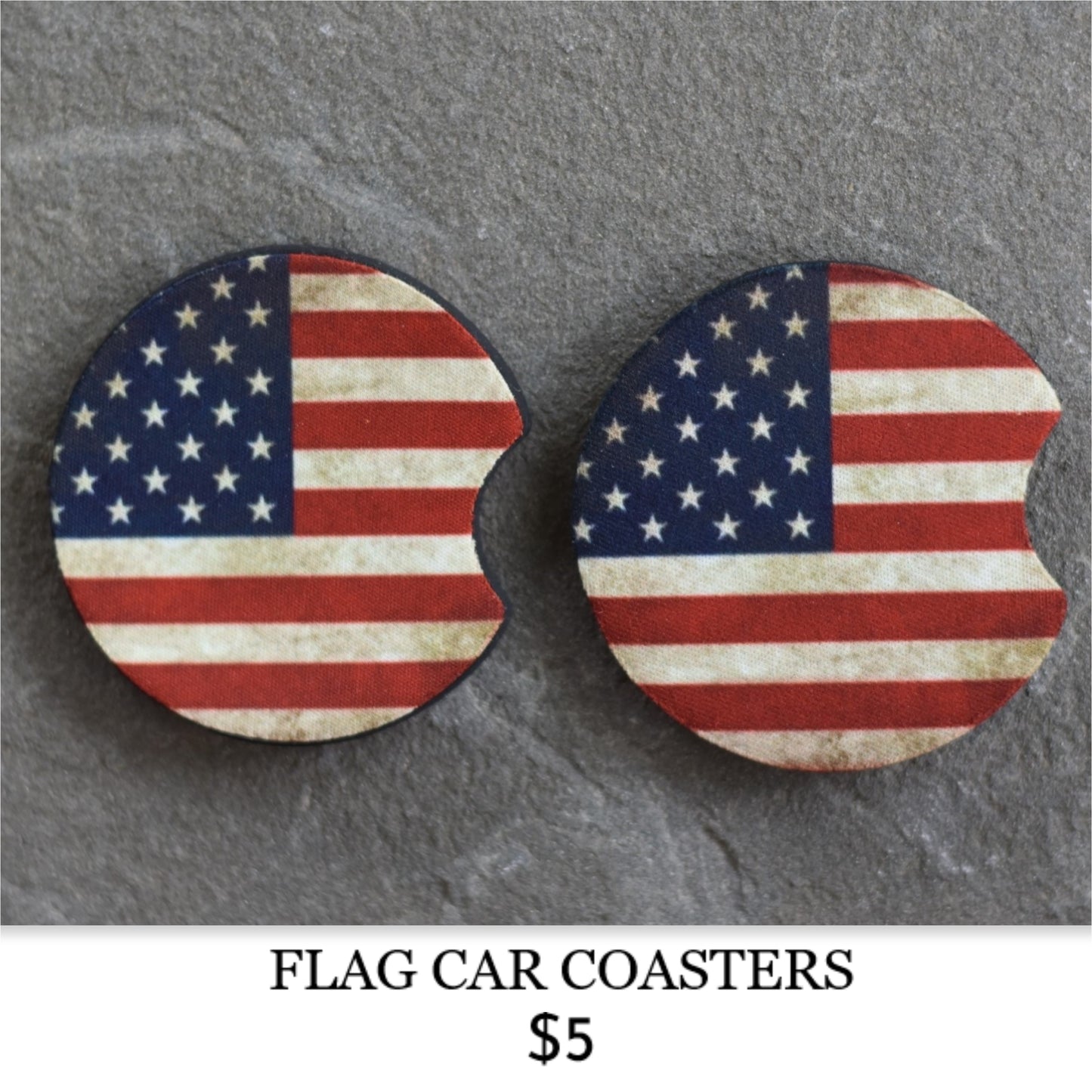 AMERICAN FLAG CAR COASTERS