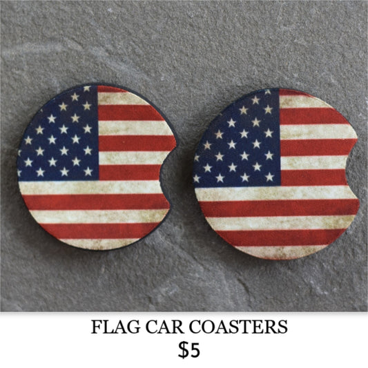 AMERICAN FLAG CAR COASTERS