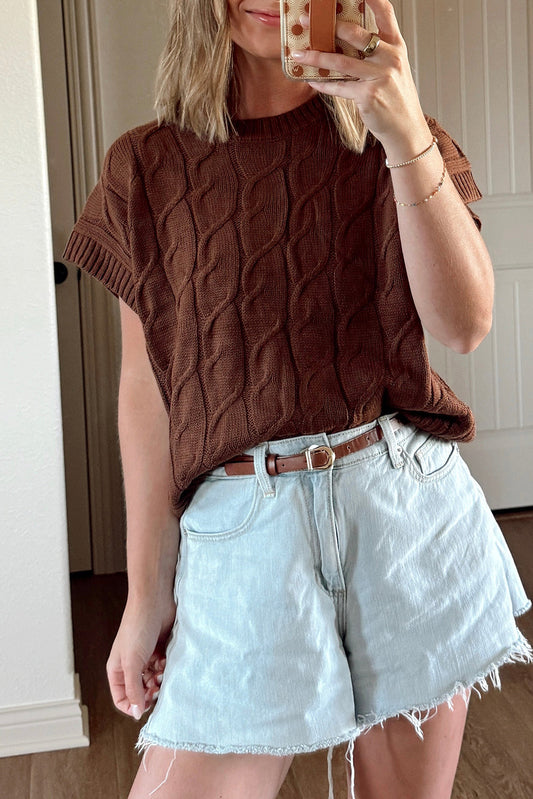 Dark Brown Cable Sweater August.