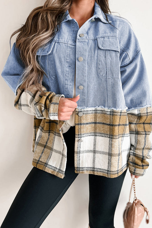 Denim Plaid Oversized Jacket FB