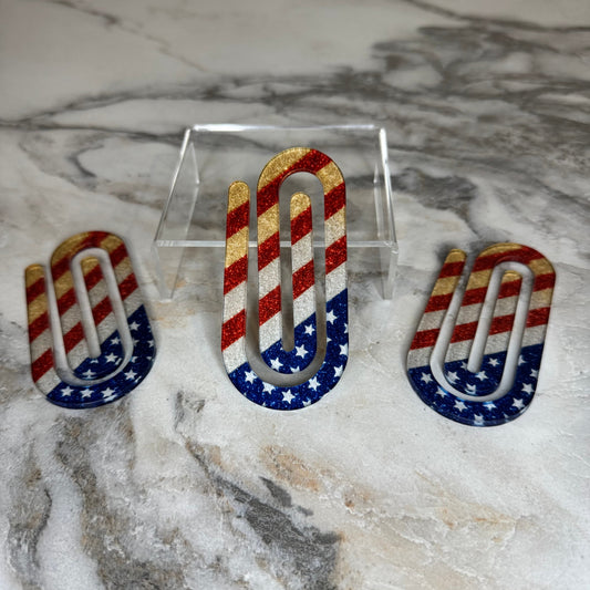 Jumbo Paperclip - Glitter American Flag - PREORDER