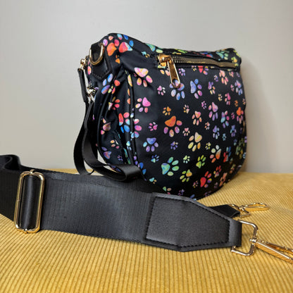 Roni - Nylon Crossbody - Rainbow Paw Print - PREORDER