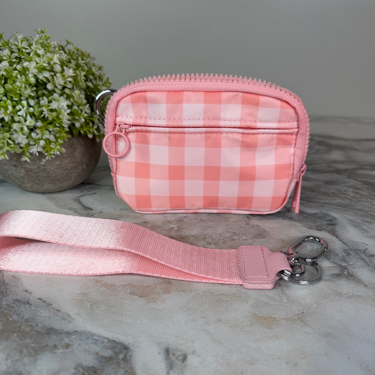 Rue - Nylon Wristlet Wallet - Pink Plaid