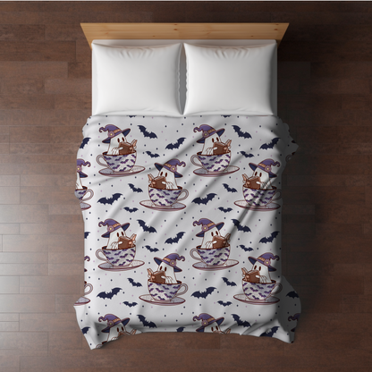 Blanket - Halloween - Reading Book Ghost Teacup - PREORDER
