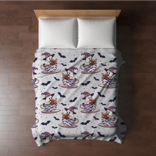 Blanket - Halloween - Reading Book Ghost Teacup - PREORDER