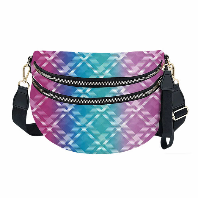 The Roni Nylon Crossbody - Plaid Criss Cross