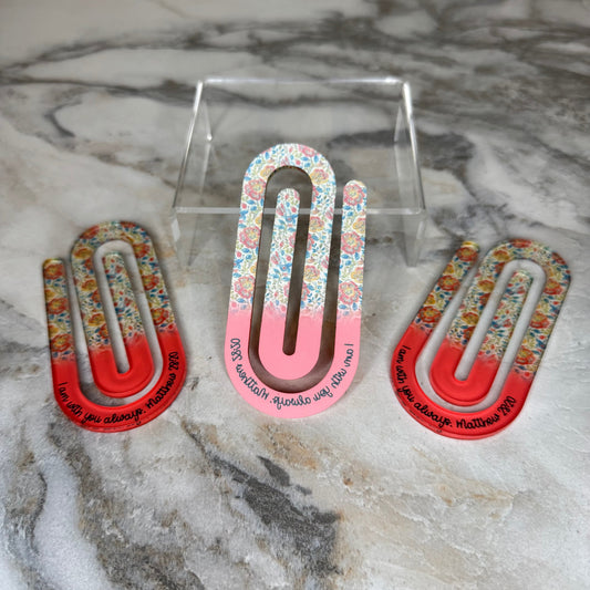 Jumbo Paperclip - Coral Religious Floral