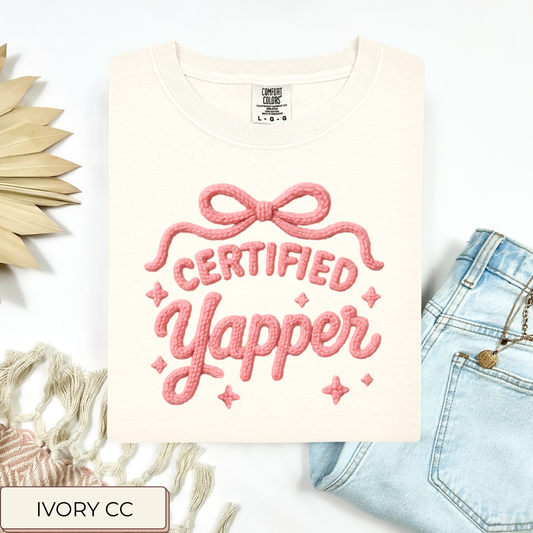 Faux Yarn Certified Yapper Tee.