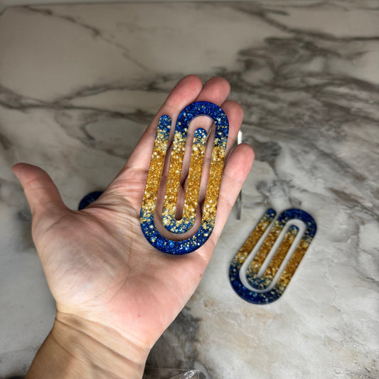 Jumbo Paperclip - Blue Gold Glitter - PREORDER