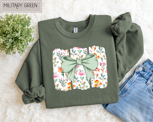 Floral Panels With Bow Sweatshirt.