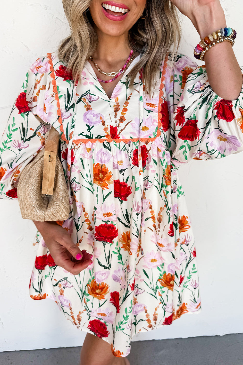 Floral Ricrac Trim Dress RTS