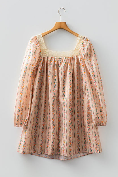 Floral Velvet Bow Loose Mini Dress RTS