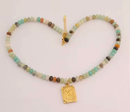Beaded Gold Plated Initial Necklace RTS
