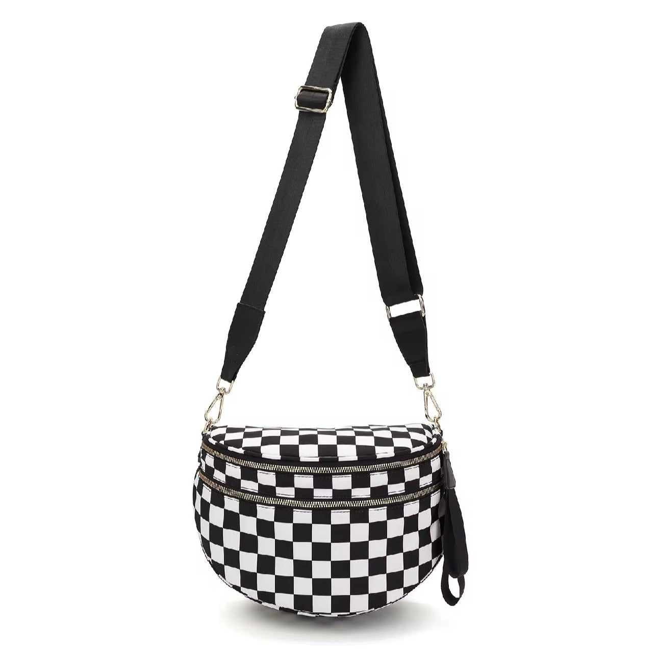 The Roni Nylon Crossbody - Checkered Black & White - PREORDER