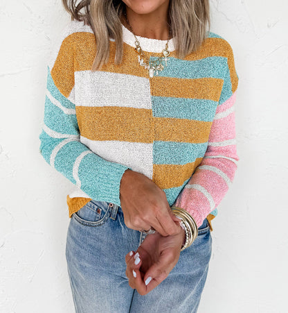 Gold Colorblock Sweater August.