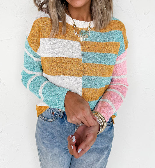 Gold Colorblock Sweater August.