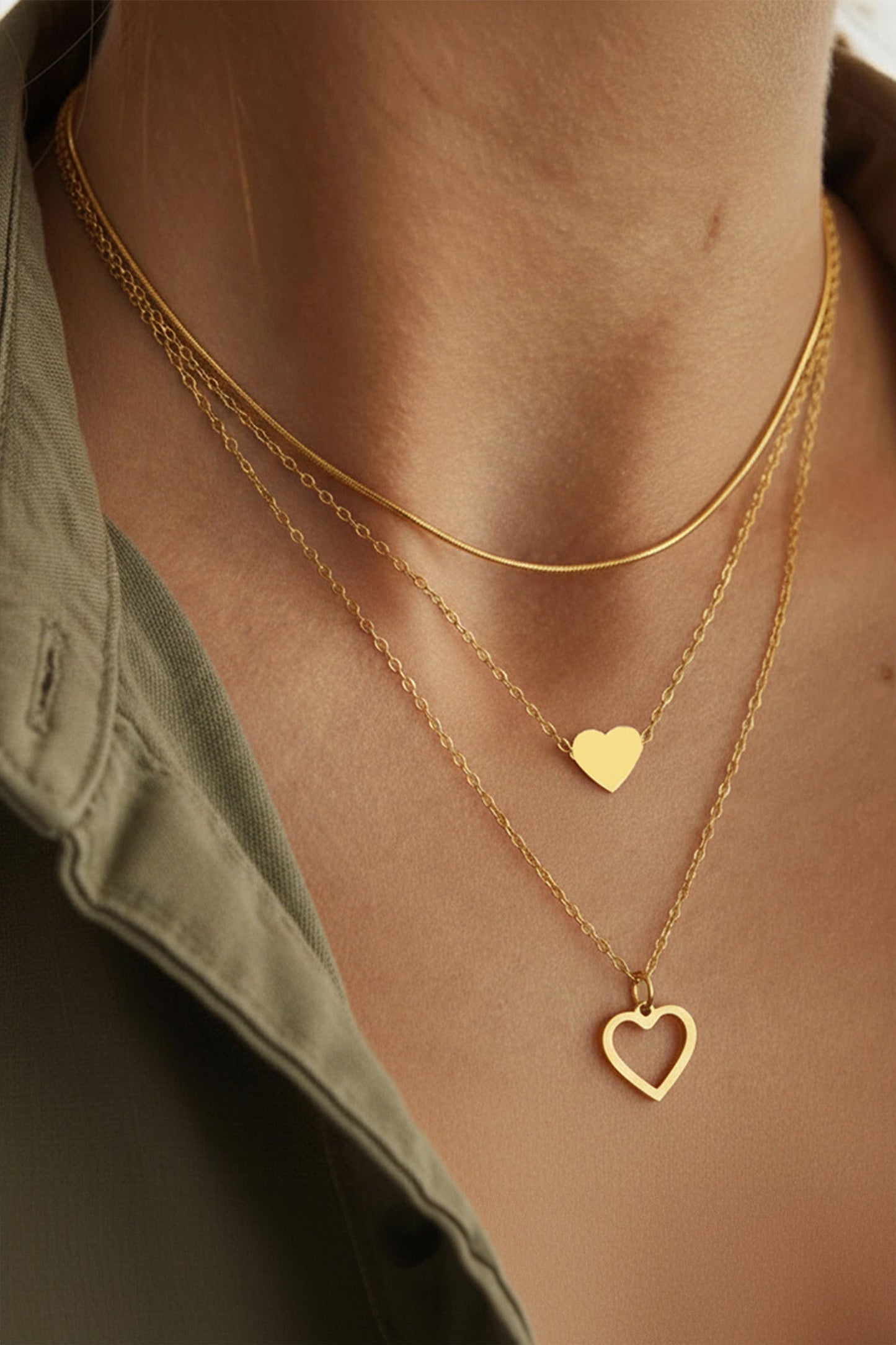 Gold Heart Necklaces Set RTS