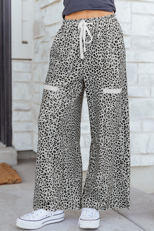Gray Animal Print Knit Pants