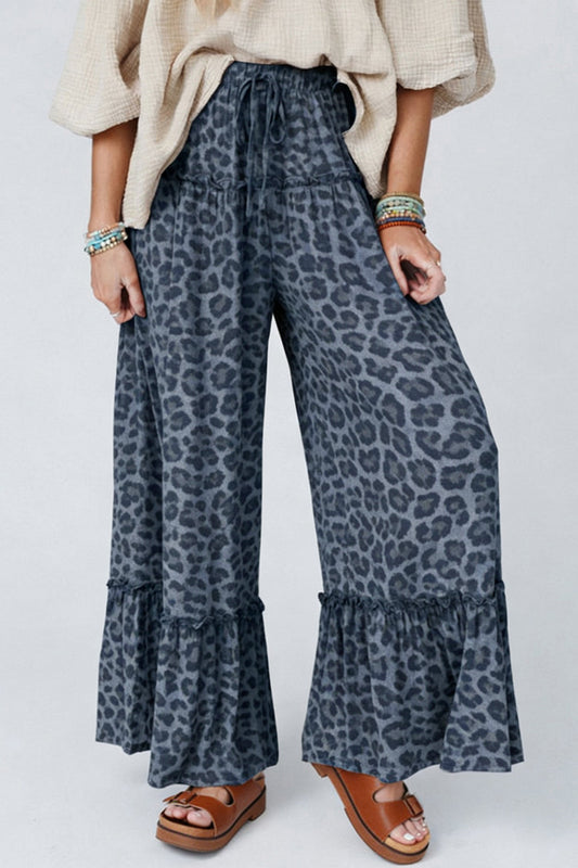 Gray Leopard Frilled Pants New RTS