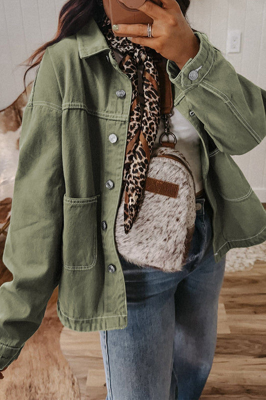 Green Boyfriend Fit Denim Jacket FB