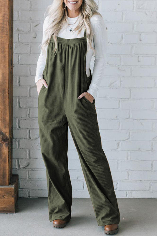 Green Corduroy Loose Overalls RTS