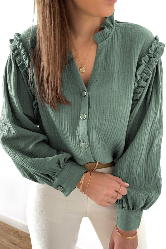 Green Crinkled Blouse FB