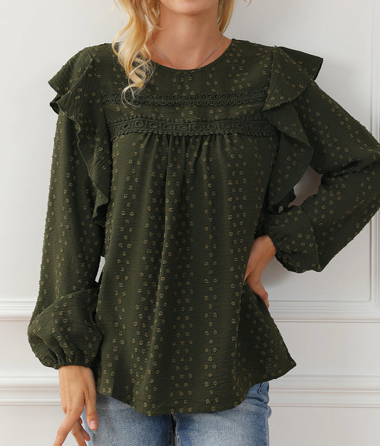 Green Lace Eyelet Blouse FB