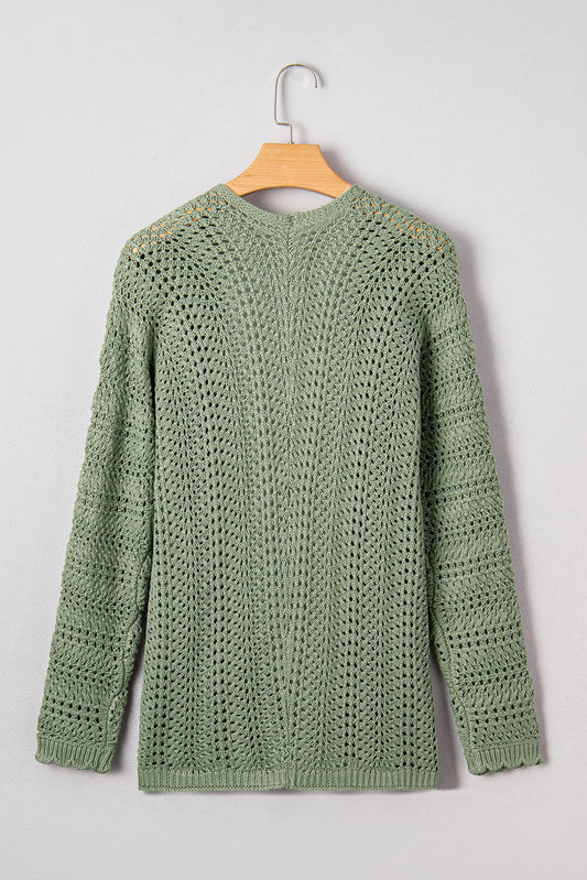 Green Scallop Edge Cardigan August.