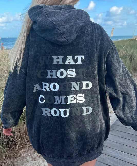 Grey Mineral Wash Ghost Hoodie FB