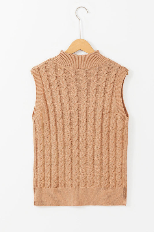 High Neck Cable Knit Top August.
