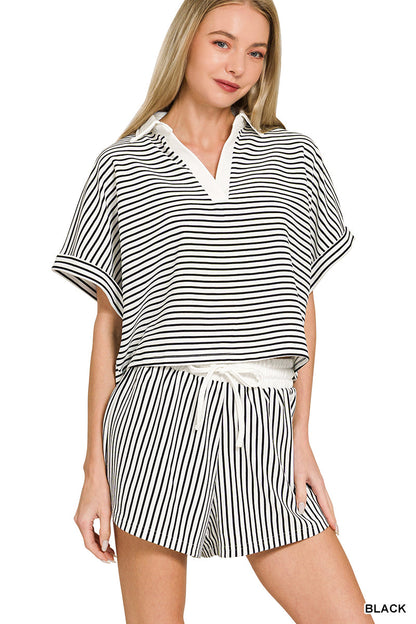 Striped- Collar Set Zenana RTS
