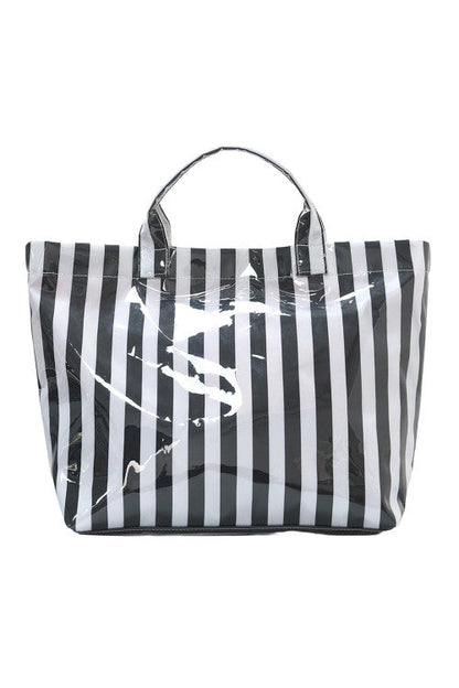 Glossy Striped Large Tote Bag FB