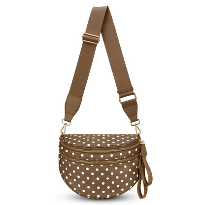 The Roni Nylon Crossbody - Chocolate Polkadot