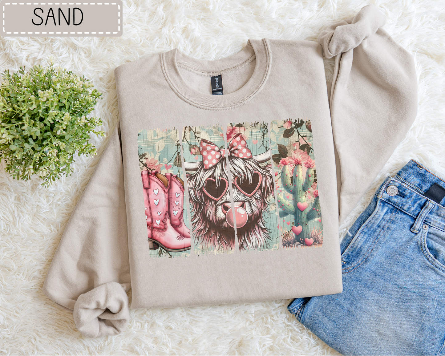 Western Panel Valentine Sweatshirt.