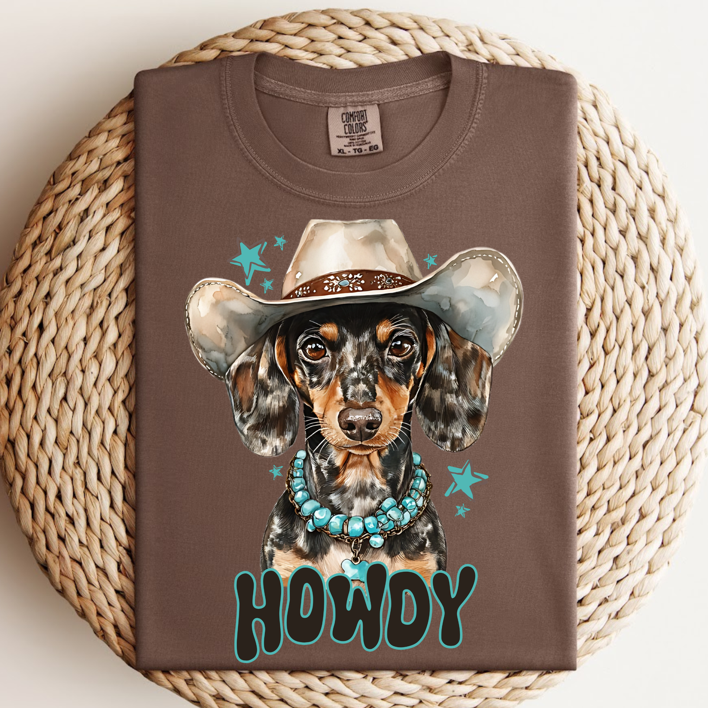 Howdy Cowboy Hat Dachshund Tee.